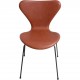 Set of 6 Arne Jacobsen seven chairs in brandy leather and black legs