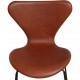 Set of 6 Arne Jacobsen seven chairs in brandy leather and black legs