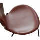 Set of 6 Arne Jacobsen seven chairs in brandy leather and black legs