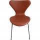 Set of 6 Arne Jacobsen seven chairs in brandy leather and black legs