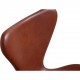 Set of 6 Arne Jacobsen seven chairs in brandy leather and black legs