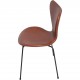 Set of 6 Arne Jacobsen seven chairs in brandy leather and black legs