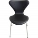 Sæt med 6 Arne Jacobsen Syver stole i sort læder
