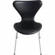 Sæt med 6 Arne Jacobsen Syver stole i sort læder