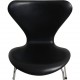 Sæt med 8 Arne Jacobsen Syver stole i sort læder
