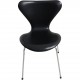 Sæt med 8 Arne Jacobsen Syver stole i sort læder