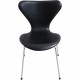 Sæt med 8 Arne Jacobsen Syver stole i sort læder