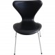 Sæt med 8 Arne Jacobsen Syver stole i sort læder