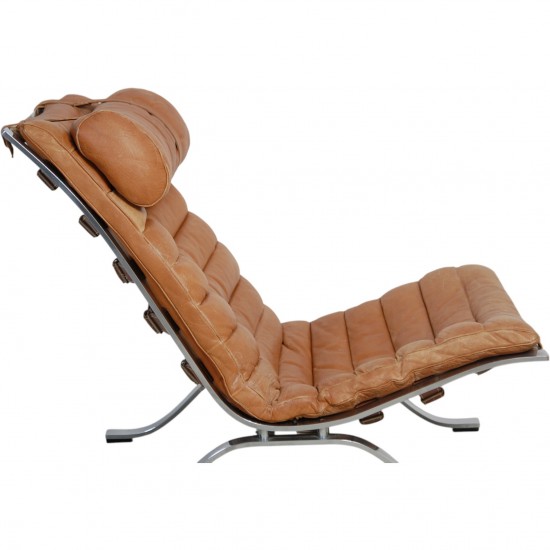 Arne Norell Ari chair with stool in cognac leather