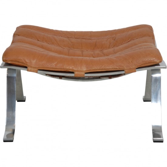 Arne Norell Ari chair with stool in cognac leather