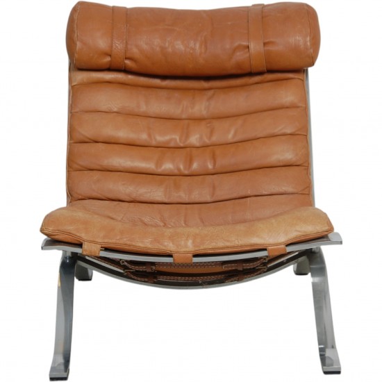 Arne Norell Ari chair with stool in cognac leather