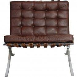 Ludwig Mies van Der Rohe vintage Barcelona chair in brown leather