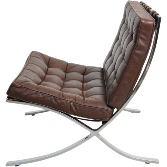 Ludwig Mies van Der Rohe vintage Barcelona stol i brun læder