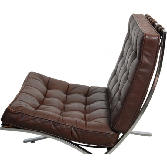 Ludwig Mies van Der Rohe vintage Barcelona stol i brun læder