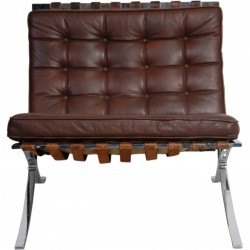 Ludwig Mies van Der Rohe vintage Barcelona chair in brown leather
