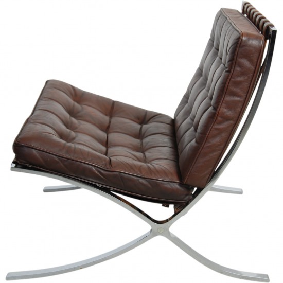 Ludwig Mies van Der Rohe vintage Barcelona stol i brun læder