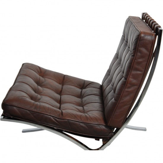 Ludwig Mies van Der Rohe vintage Barcelona stol i brun læder