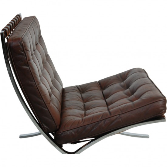 Ludwig Mies van Der Rohe vintage Barcelona stol i brun læder
