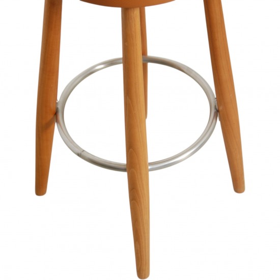 Hans Wegner CH58 barstool in cognac leather
