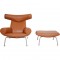 Hans Wegner OX chair med skammel i cognac læder