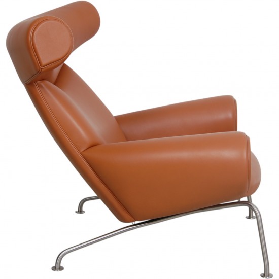 Hans Wegner OX chair med skammel i cognac læder