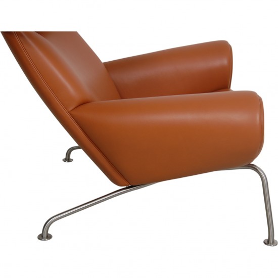 Hans Wegner OX chair med skammel i cognac læder
