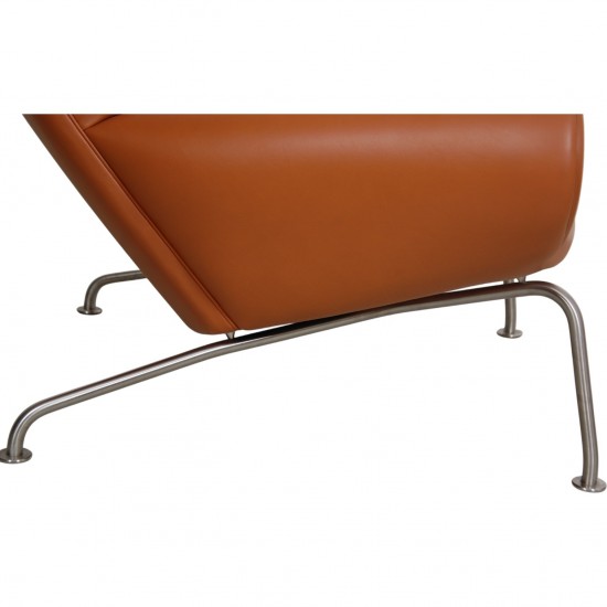 Hans Wegner OX chair med skammel i cognac læder