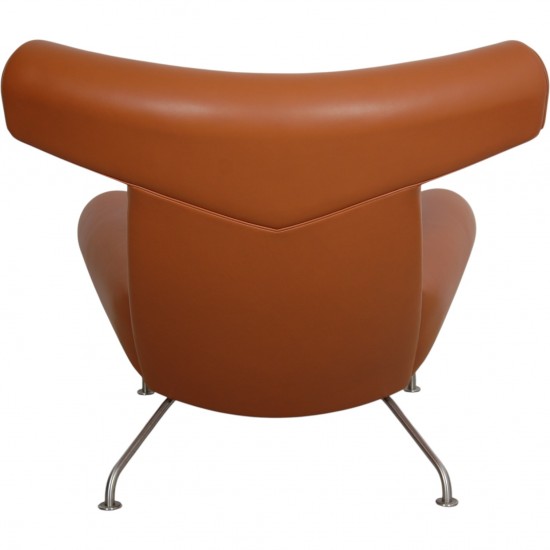 Hans Wegner OX chair med skammel i cognac læder