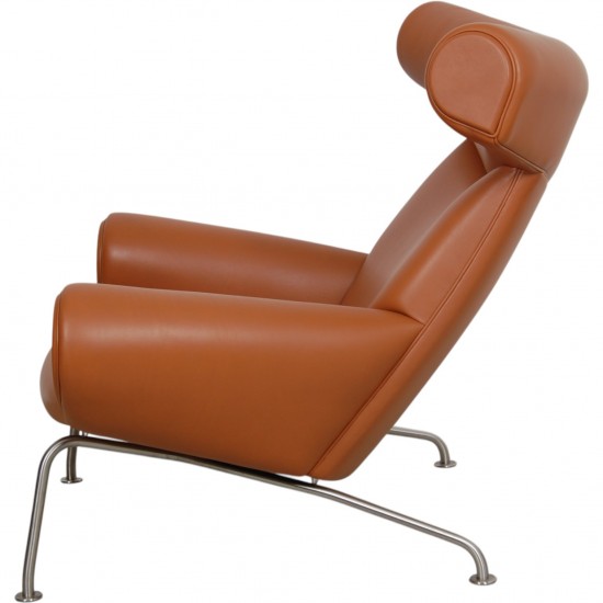 Hans Wegner OX chair med skammel i cognac læder
