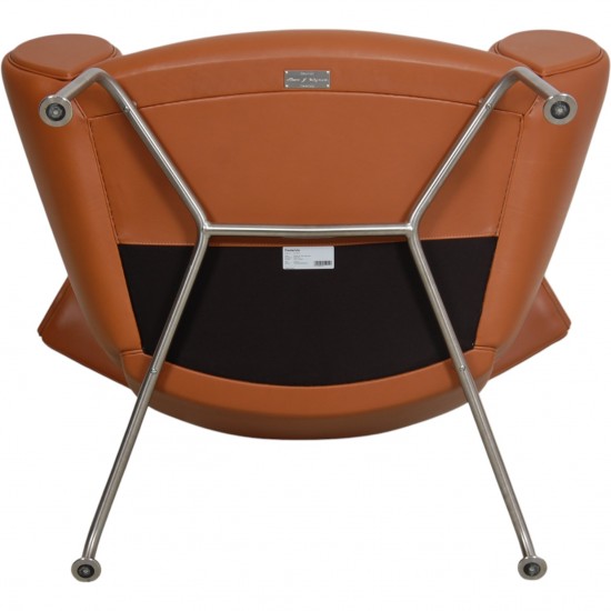Hans Wegner OX chair med skammel i cognac læder