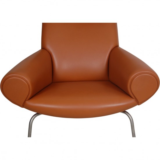 Hans Wegner OX chair med skammel i cognac læder