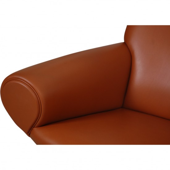 Hans Wegner OX chair med skammel i cognac læder