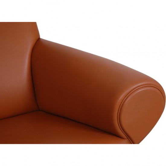 Hans Wegner OX chair med skammel i cognac læder