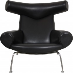 Hans Wegner OX chair i sort læder