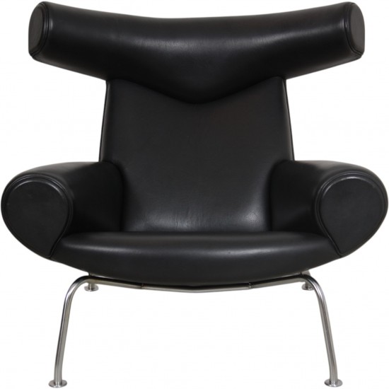 Hans Wegner OX chair in black leather