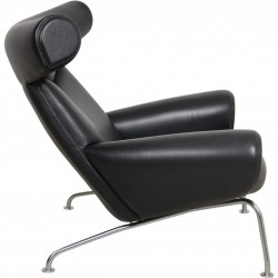 Hans Wegner OX chair i sort læder