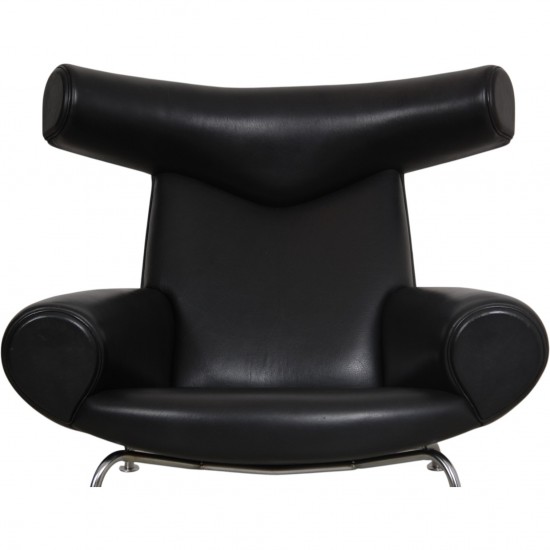 Hans Wegner OX chair in black leather