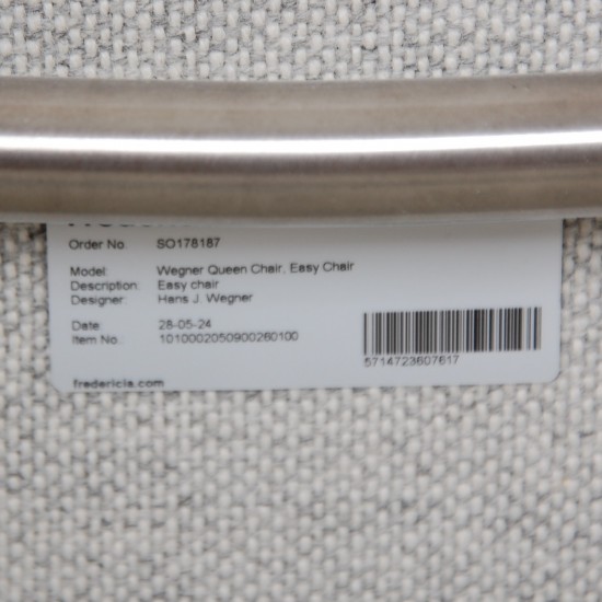 Hans Wegner Queen Chair upholstered in Hallingdal fabric
