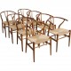 Sæt med 8 Hans Wegner Y-stole CH24 i røget eg
