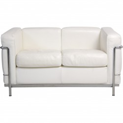 Le Corbusier LC2 2-personers sofa i hvid læder