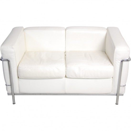 Le Corbusier LC2 2-personers sofa i hvid læder