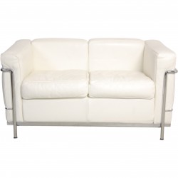 Le Corbusier LC2 2-personers sofa i hvid læder