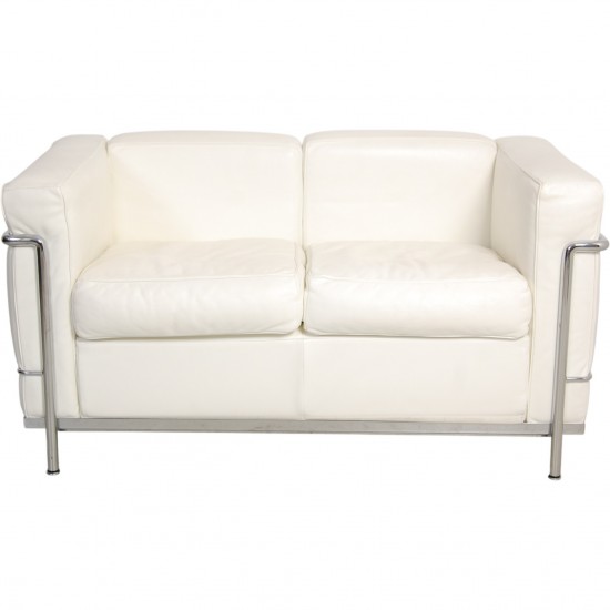 Le Corbusier LC2 2.seater sofa in white leather
