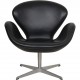 Arne Jacobsen Svanestol i sort originalt aura læder 2006