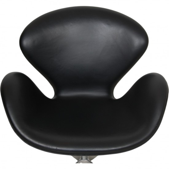 Arne Jacobsen Svanestol i sort originalt aura læder 2006