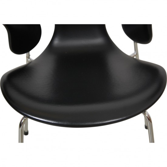 Arne Jacobsen 3208 Lilje stol i sort læder