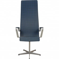 Arne Jacobsen Tall Oxford chair in blue fabric
