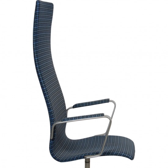 Arne Jacobsen Høj Oxford stol i blåt stof