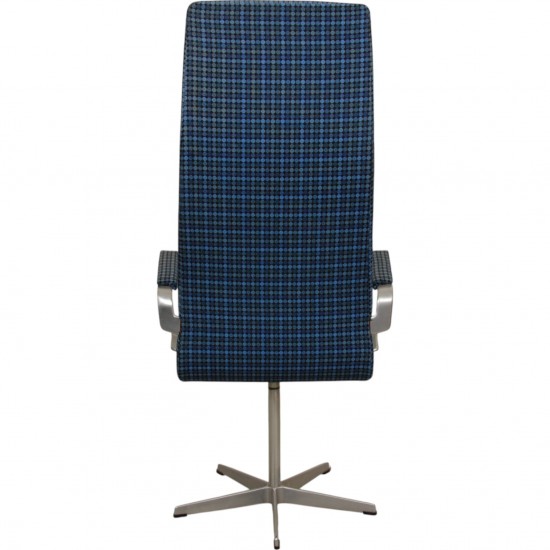 Arne Jacobsen Høj Oxford stol i blåt stof