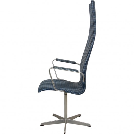 Arne Jacobsen Høj Oxford stol i blåt stof